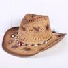 Beliebter europäischer und amerikanischer klassischer hohler westlicher Cowboyhut Herren- und Damen-Mode Urlaubs-atmungsaktiver Sonnenschutz-Strohhut