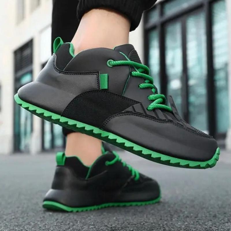 Men's Low Top Sneakers Microfiber Leather Upper Inner Height Increase Casual Board Shoes