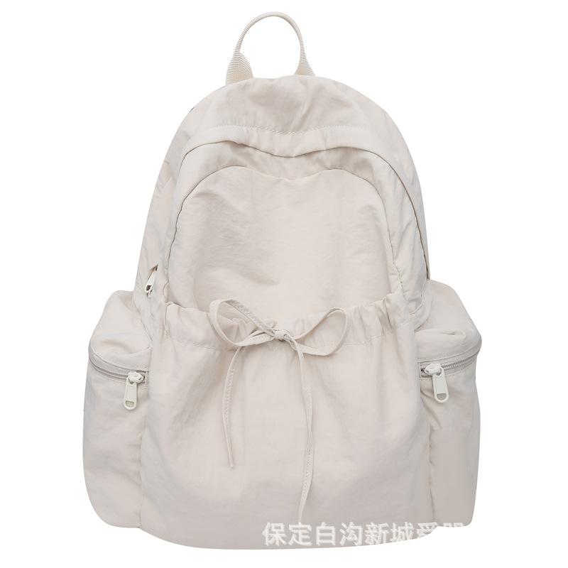 Schoolbag Backpack Female Student Versatile ins Solid Color School Bag Large Capacity Backpack Primary School Junior High School University Korean