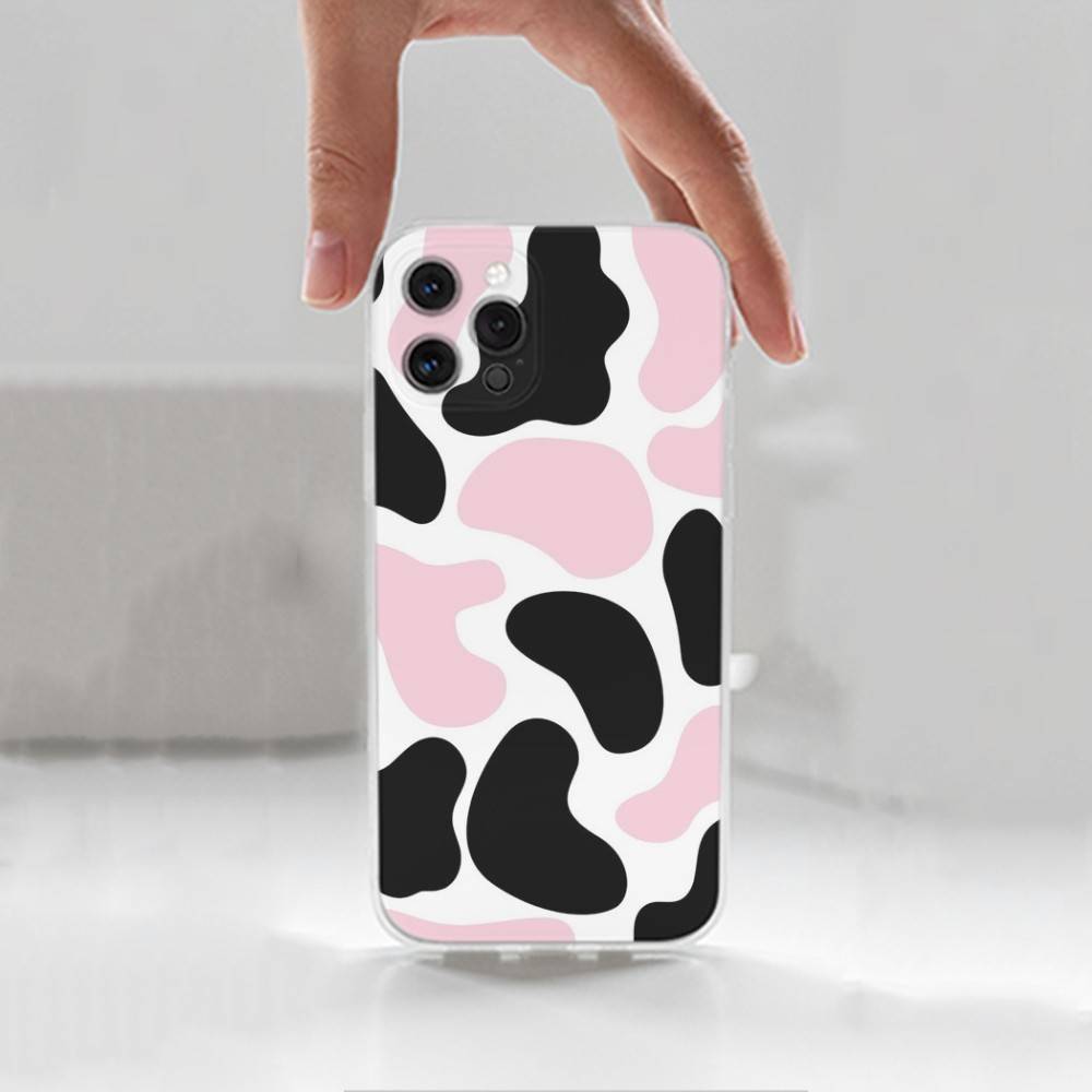 

Cute Cow Print Case For iPhone X,14,16,Mini,XS,SE,12,15,Pro,17,Plus,11,Max,13,XR,Transparent Soft Cover iPhone12PROMAX