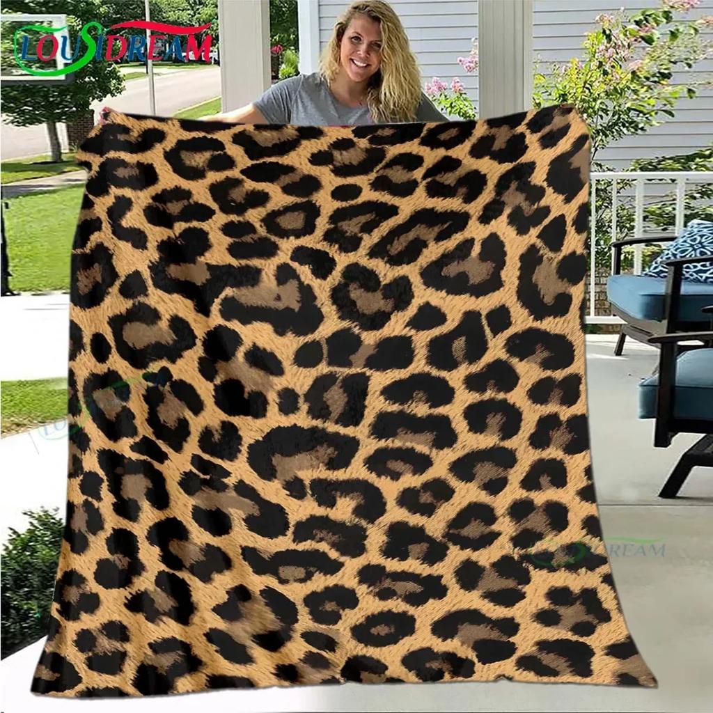 Fashion Panther Leopard Pattern Blanket Flannel Thin Blanket Portable Home Travel Office Lunch Break Blanket Birthday Gift