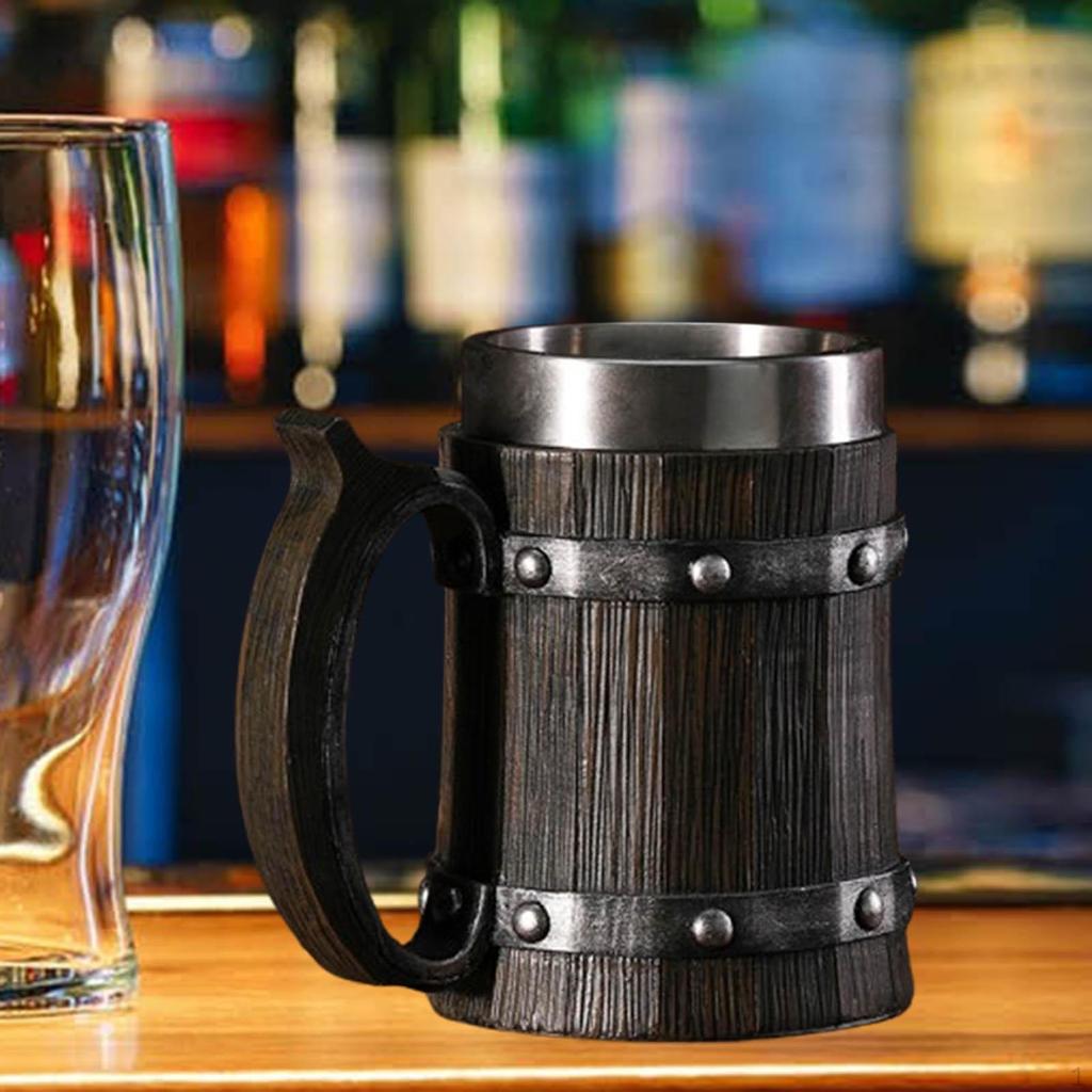 Dřevěný sud pivní hrnek Nádobí Dekorativní ručně vyráběný korbel s rukojetí Vintage Design Cup