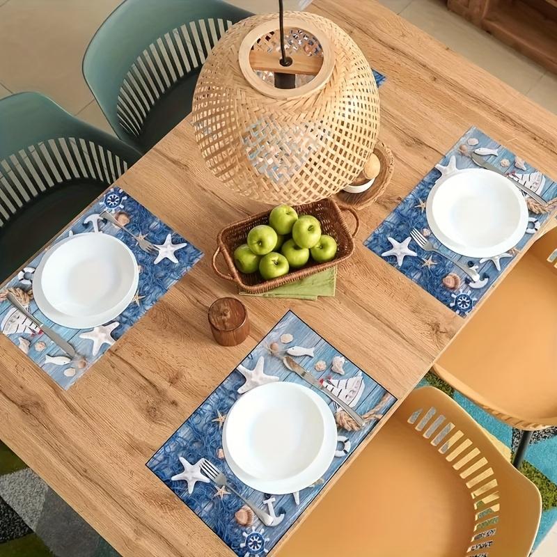 1pc Vibrant Summer Nautical-Themed Starfish Shell Net Design Placemats, Perfect for Festive Party Decorations