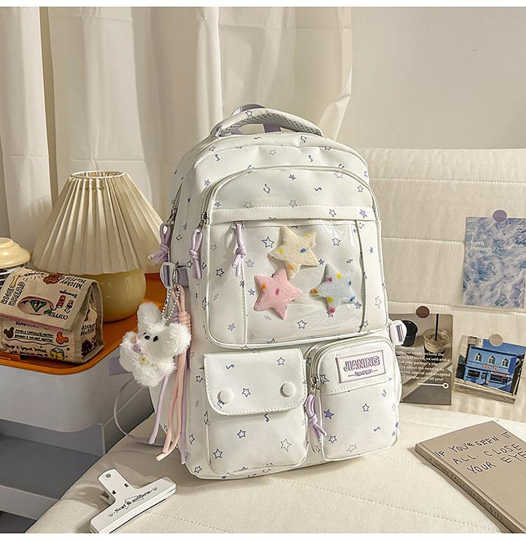 Schoolbag Japanese ins new high-value schoolbag, sweet star bar pain bag, lightweight and versatile backpack for junior high school students