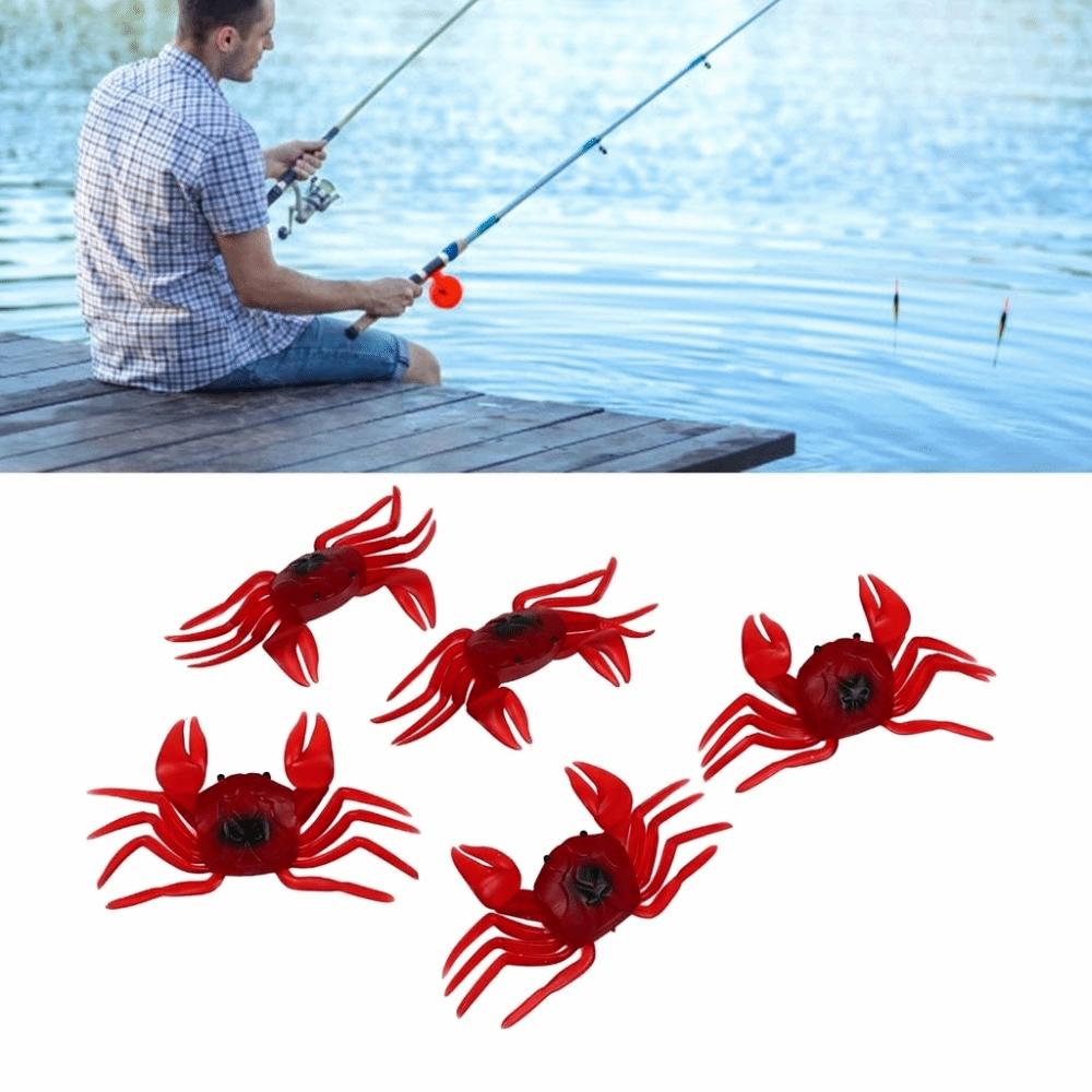 5PCS Rubber Artificial Crab Lure Soft Simulated Crab Bait Durable Crab Lure Bass Fishing красный
