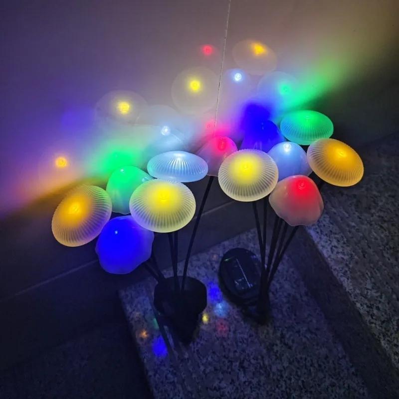 Mushroom Solar Lights LED Outdoor Waterproof Decorative Garden Jellyfish Sway Solar Lights for Yard Lawn Christmas Pathway Patio