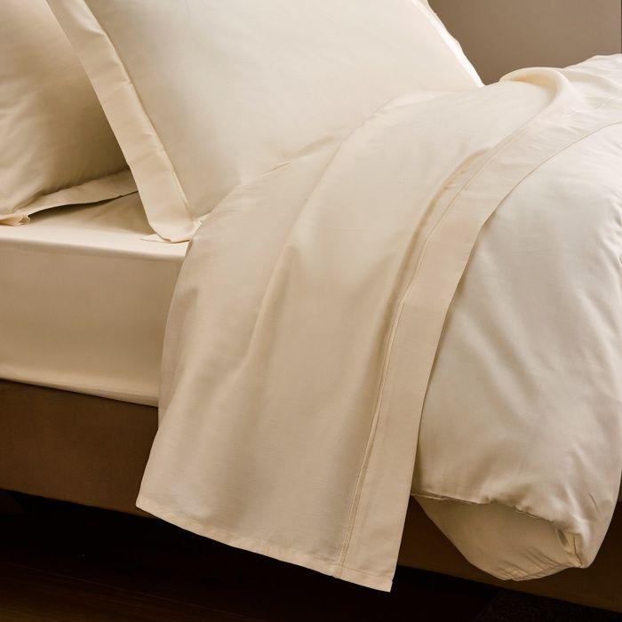 Drap-housse - Satin de coton peigné - 140 x 190 cm - Bonnet 30 cm - Crème