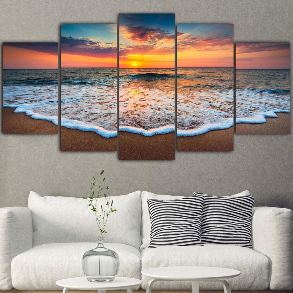 5pcs Seascape Wall Pictures Beach Sea Ocean Canvas Painting Wall Art Landscape Posters Prints for Living Room Decor No Frame