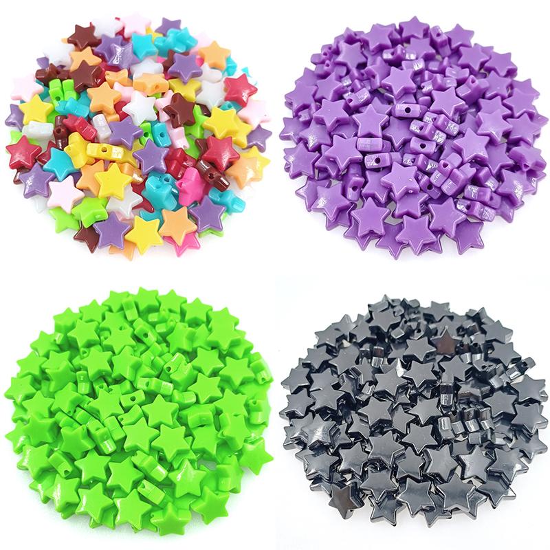 Home Party Supplies Stars Shape Bracelet Necklace Accessories Loose Beads For Jewelry Making Findings DIY Acrylic 11mm 50Pcs Multicolor Spacer Beads