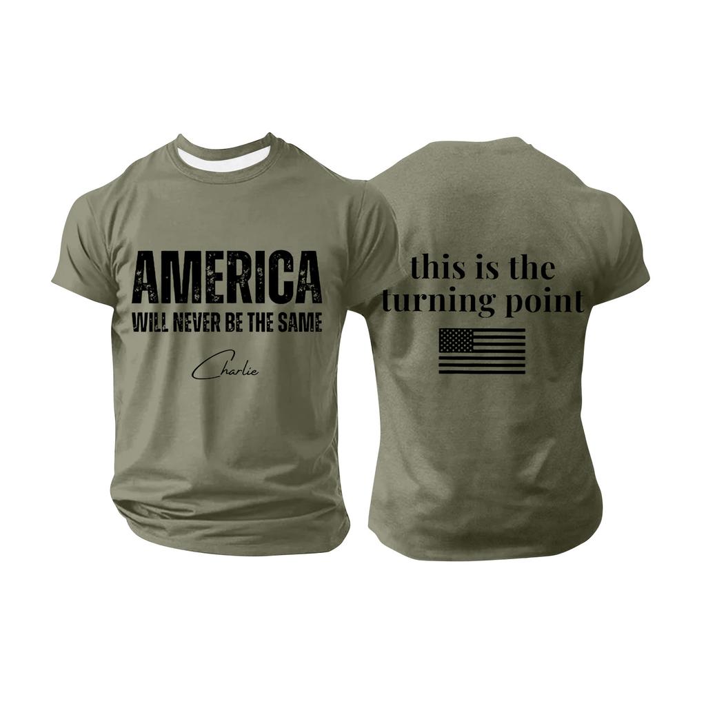 Pánské tištěné tričko s krátkým rukávem Pánský volný ležérní top s krátkým rukávem