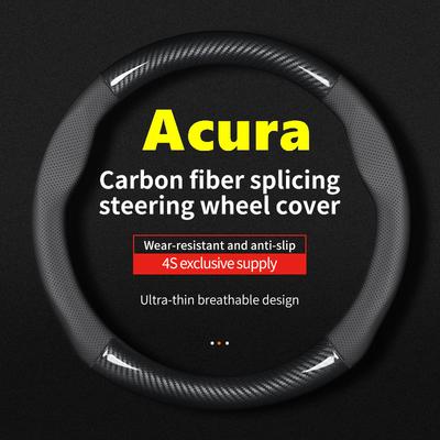 For Acura Steering Wheel Cover Leather Carbon Fiber Fit TSX TL ZDX RSX RDX RLX TLX MDX RL NSX Integra ILX CSX