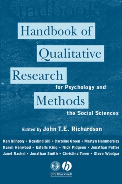 The Handbook of Qualitative Research Methods for Psychology and the Social Sciences Book