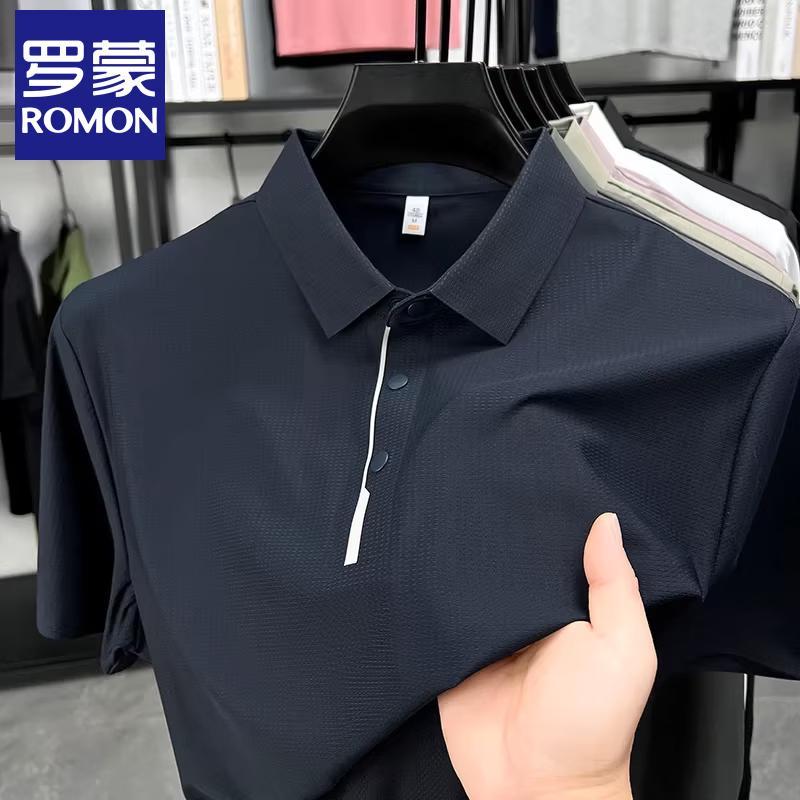 Romon Men's Ice Silk Seamless Polo Shirt