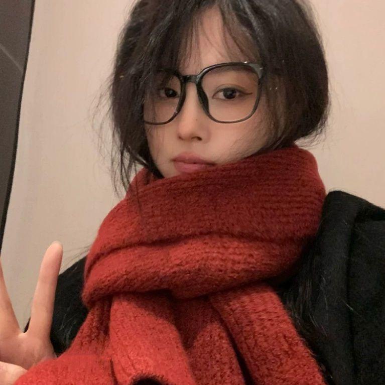 Korean Solid Knit Scarf Women Winter Aesthetic Minimalist Soft Warm Lazy Style Neck Warmer