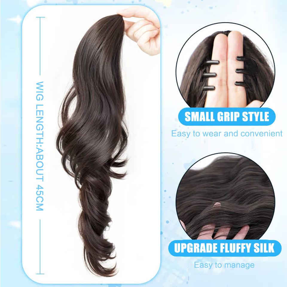 Curly Side Ponytail Synthetic Wig for Women Small Clip-in Curly Ponytail Wig Suitable for Beginners To Wear Everyday
