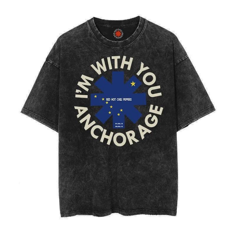 

Trend Washed Vintage Cotton Tshirt RED HOT CHILI PEPPERS T-shirt Men Women T Shirt Oversized Streetwear Short Sleeve Tee S