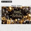 2D Luxury Black Gold Birthday Banner for Night & Adult Themed Parties