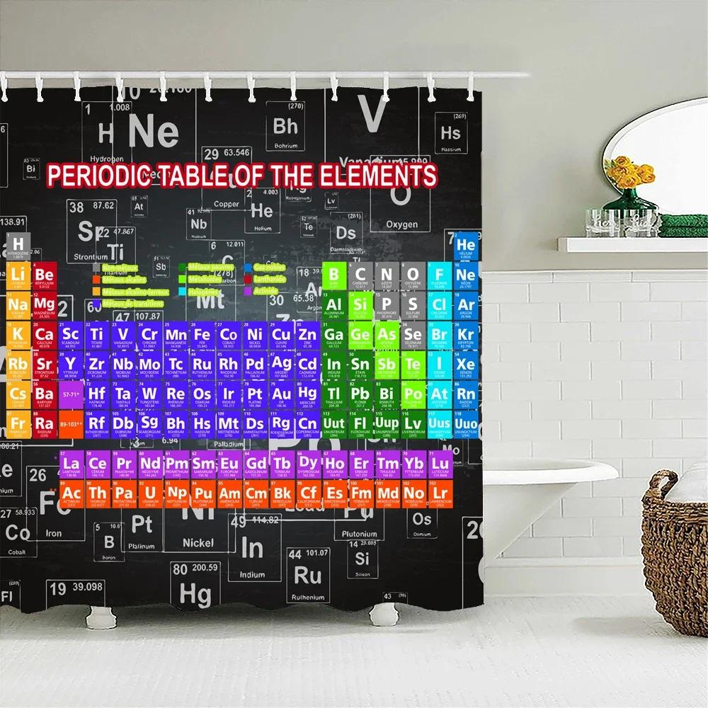 Periodic Table of Elements Bathroom Curtains Waterproof 3D Print Shower Curtain White Fabric Curtain For The Bath
