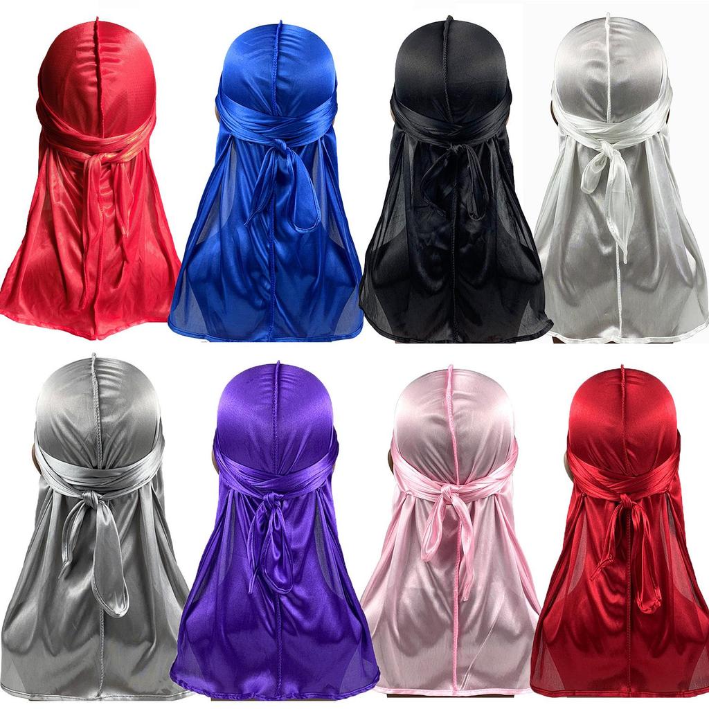 Imitation Silk Edging Long Tail Pirate Hat & Cycling Durag