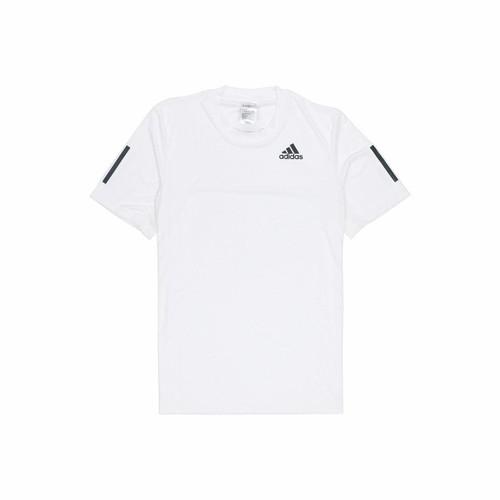 adidas Striped Sports Breathable Crew Neck Short Sleeve T-Shirt for Men, White XL