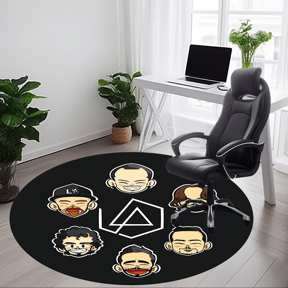 1 Stück Linkin Park Büro Runder Teppich, Unter Bürostühlen Schlafzimmer Wohnzimmer Heimdeko a1016266
