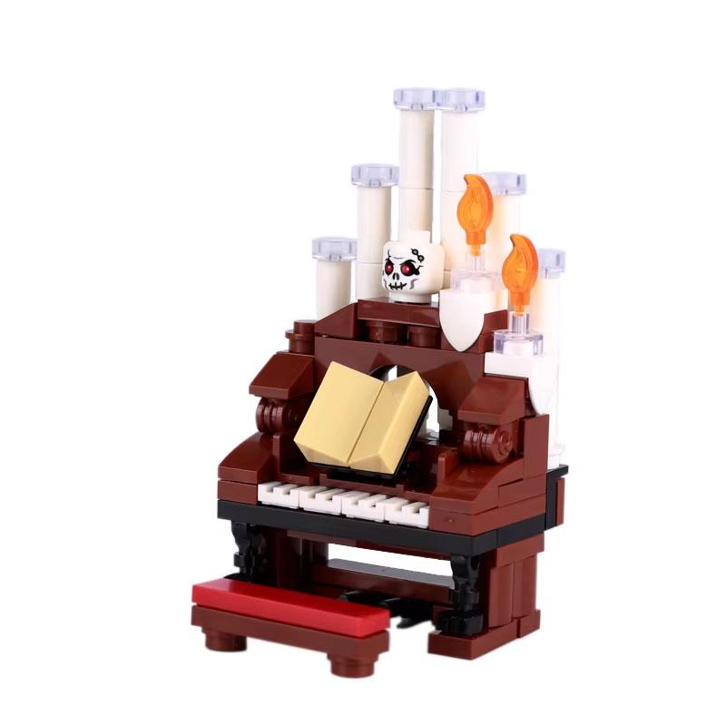 Halloween Decorative MOC Building Blocks Pumpkin Carriage Tombstone Skeleton Flame Horse Accessories Elf House Bricks Toys Gifts