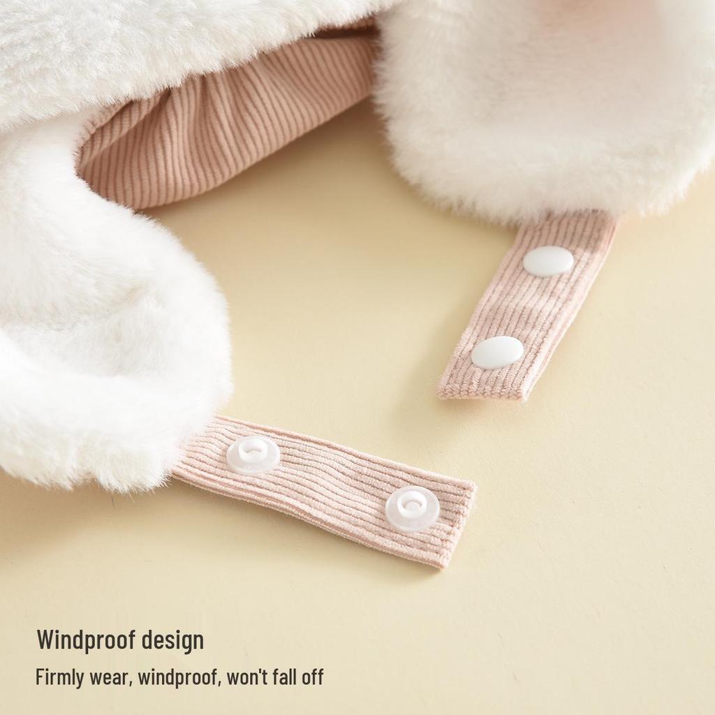 Children's Cute Cartoon Lei Feng Hat - Windproof, Thick Plush, Warm Ear Protection for Autumn and Winter Outdoor Wear.