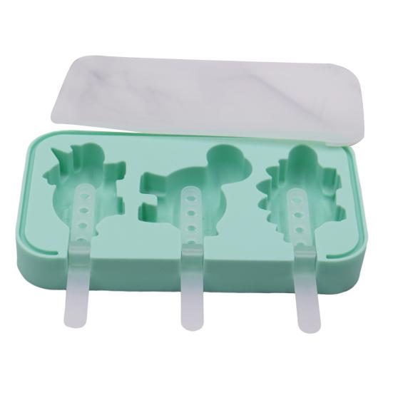 

Silicone Ice Cream Mold 3 Cavities Easy Release Dinosaur Car Pineapple Ice Lolly Mold DIY Summer Freezer Ice Stick Container Kitchen A