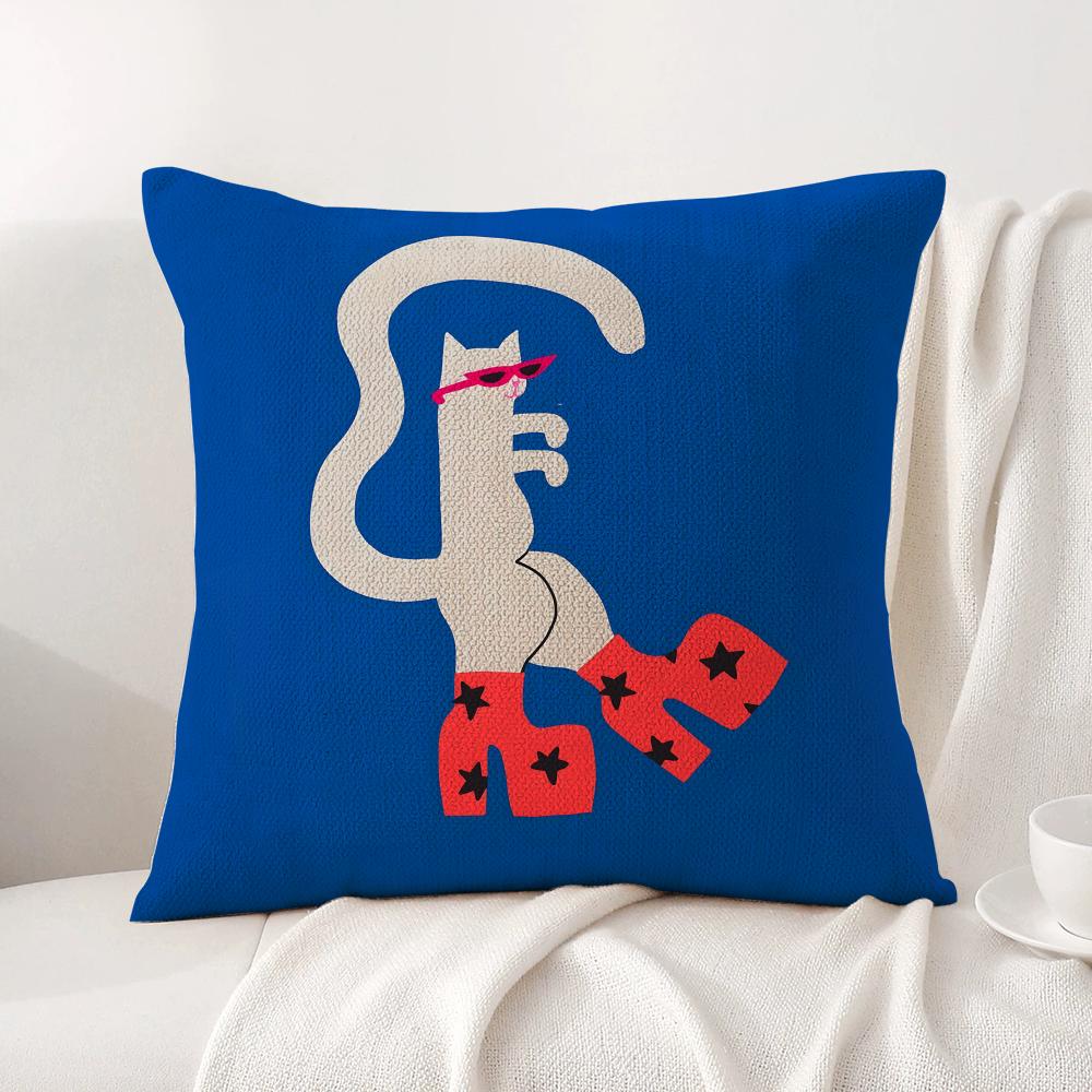 Classic Abstract Animals Cushion Cover Natural Linen Organic Fabric DoubleSided Printing Sofa Home Decor Gift Pillow Cover