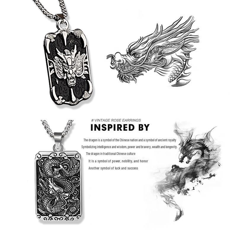 Retro Dragon Plate Necklace: Chinese-Style Titanium Steel Sweater Chain