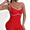 Spring summer Gym Jumpsuit V-neck contrasting Woman Tracksuit yoga clothes women's seamless U-shaped outdoor running fitness suit Workout Sportswear