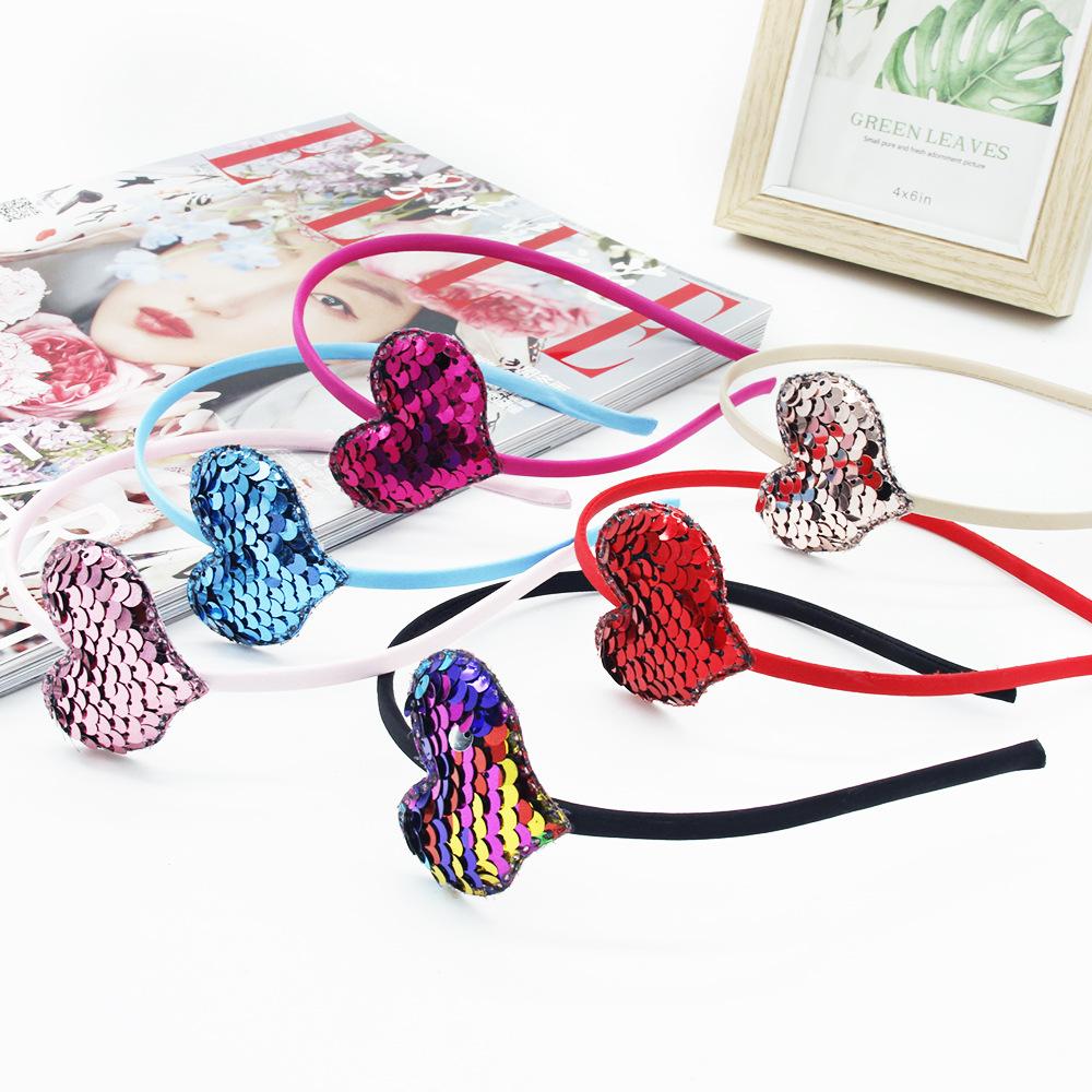 Heart Headband for Girls Candy Color Sequins Hair Band Christmas Birthday Festival Gift Hair Accessories Set