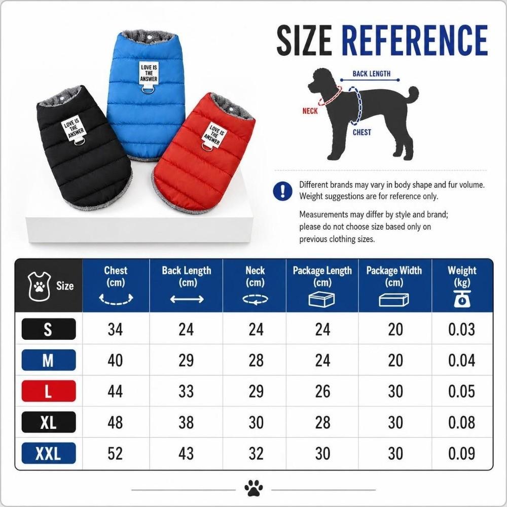 Fashion Winter Dog Warm Clothes Fleece Windproof Dog Vest Coat Thickened With R-ing Dog Bodysuit for Small Medium Dog