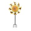 Double Sided Bee Wind Spinner Anti-Rust Metal Garden Stake Sunflower Motion Art Wind  Yard Ornament