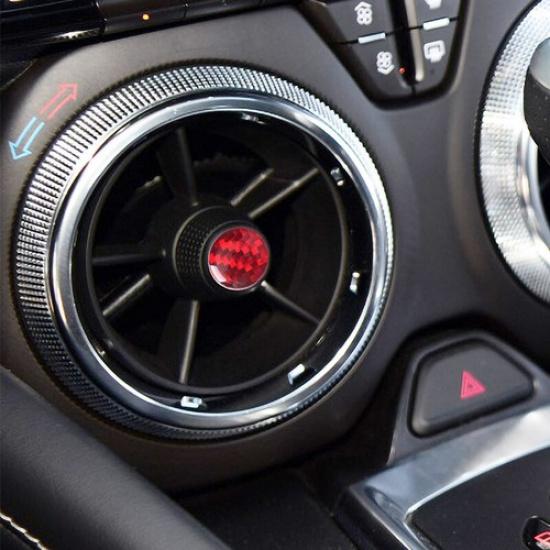 4pcs Red Carbon Fiber Car Front AC Vent Point Sticker For Chevrolet Camaro 16-19