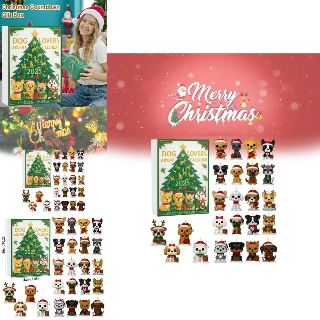 Dog Themed Advent Calendar With Acrylic Accessories For Christmas Home Decor And Gifts