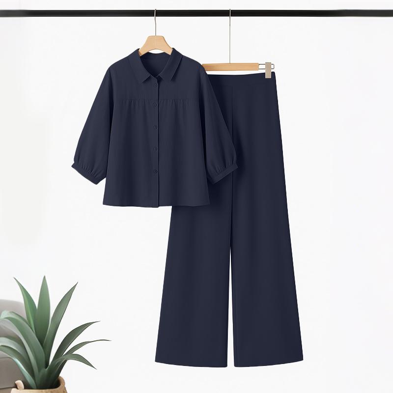 ZANZEA Conjuntos de traje casual de dos piezas con blusa y pantalones de manga 3/4 para mujer
