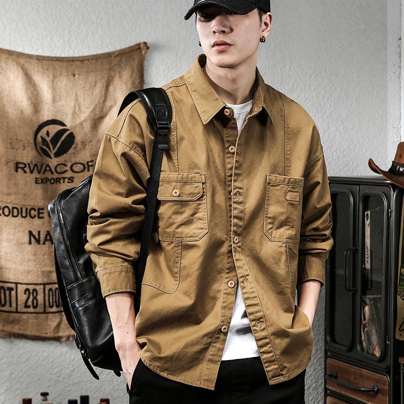 American Retro Tooling Black Casual Shirt Men'S Trendy Brand Heavy Shirt Men'S Jacket Men'S