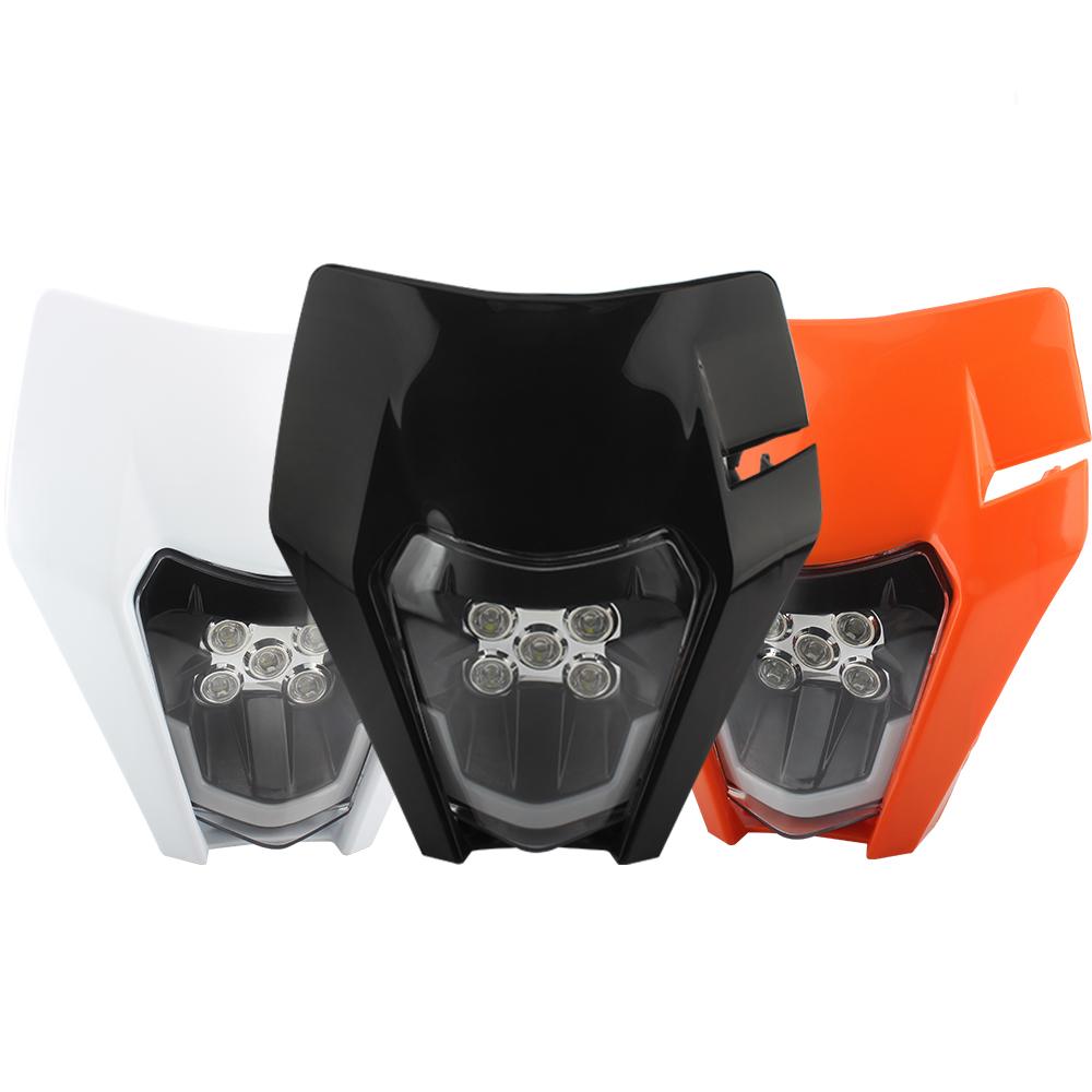 Motorcycle Headlight LED Enduro for KTM EXC XC SX MX XC 125 250 300 450 Universal Supermoto Dirt Bike Motocross Headlights Plate