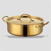 Golden Hotpot Hot Pot with Open Flame Flat Bottomed Double Ear Single Pot Stainless Steel Hotpot Basin Cooking Pot Chafing Dish