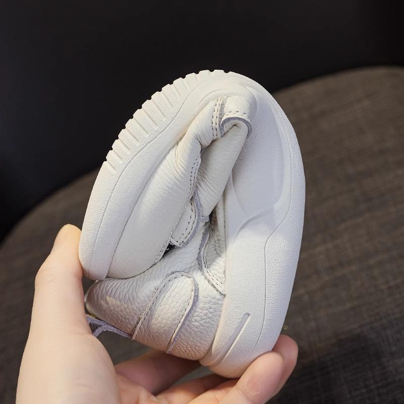 Helskinn små vita skor dam vår nya mångsidiga enkelskor bekväma halkfria läder vardagliga brädskor