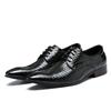 Fashion LuxuryGrain Mens Dress Shoes Slip-On Oxfords Leather Shoes Pointed Toe Formal Business Shoes Plus Size Casual Flats