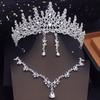 Green Crown Bridal Jewelry Sets for Women Choker Necklace Sets With Tiaras Wedding Dress Prom Bride Jewelry Accessories