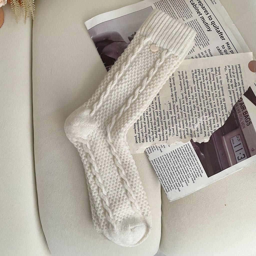 Socks, Women'S Wool Socks, Shell Buckles, Korean Twist Pile Socks, Thickened Plush Stockings, Socks