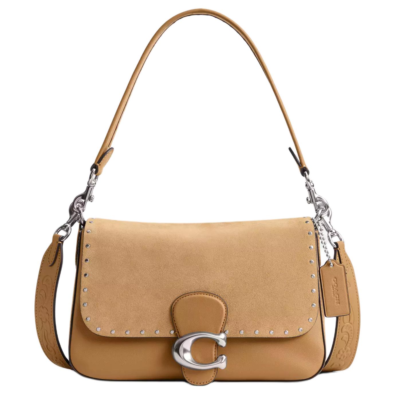 

Coach Soft Tabby 26 Studded Decor Waste Land Style Suede Leather Handheld Crossbody Shoulder Bag Medium Women bags Earth-Yellow CU067-LHNM5 Basic Set (Bag+Dust Bag)