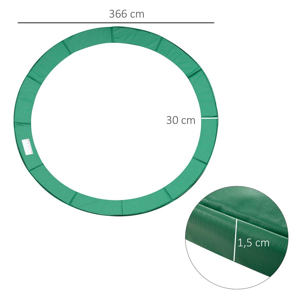 12FT Trampoline Spring Cover, Plastic Trampoline Pad Replacement Safety Guard, Green