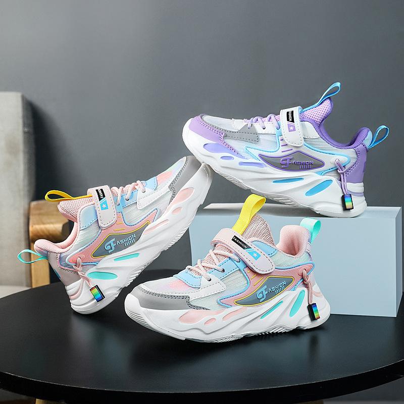 Children's Shoes Boys Lightweight Soft Thick-soled Primary School Students Running Sports Shoes Medium and Older Children's Mesh Breathable Casual Da