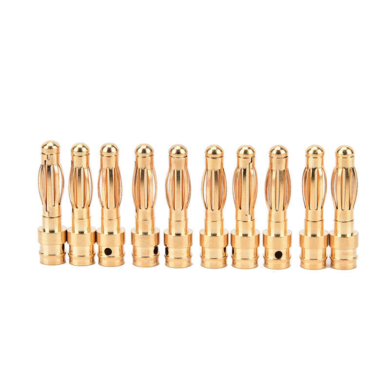 10 pack HXT 4mm bullet banana plugs with red housing for RC connector AM-1009C