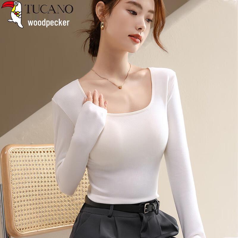 Woodpecker Women s Slim Fit Square Neck Long Sleeve T-shirt M