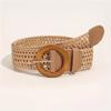 Round Buckle Woven Waistband Wide Braided Belt Boho Waist Belt for Holiday